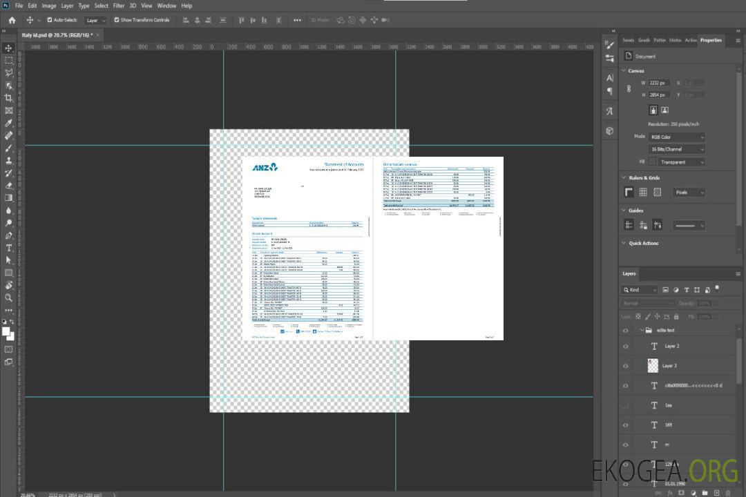 Relevé bancaire ANZ de Nouvelle-Zélande version 2, 2 pages template Relevé bancaire ANZ de Nouvelle-Zélande version 2, 2 pages template